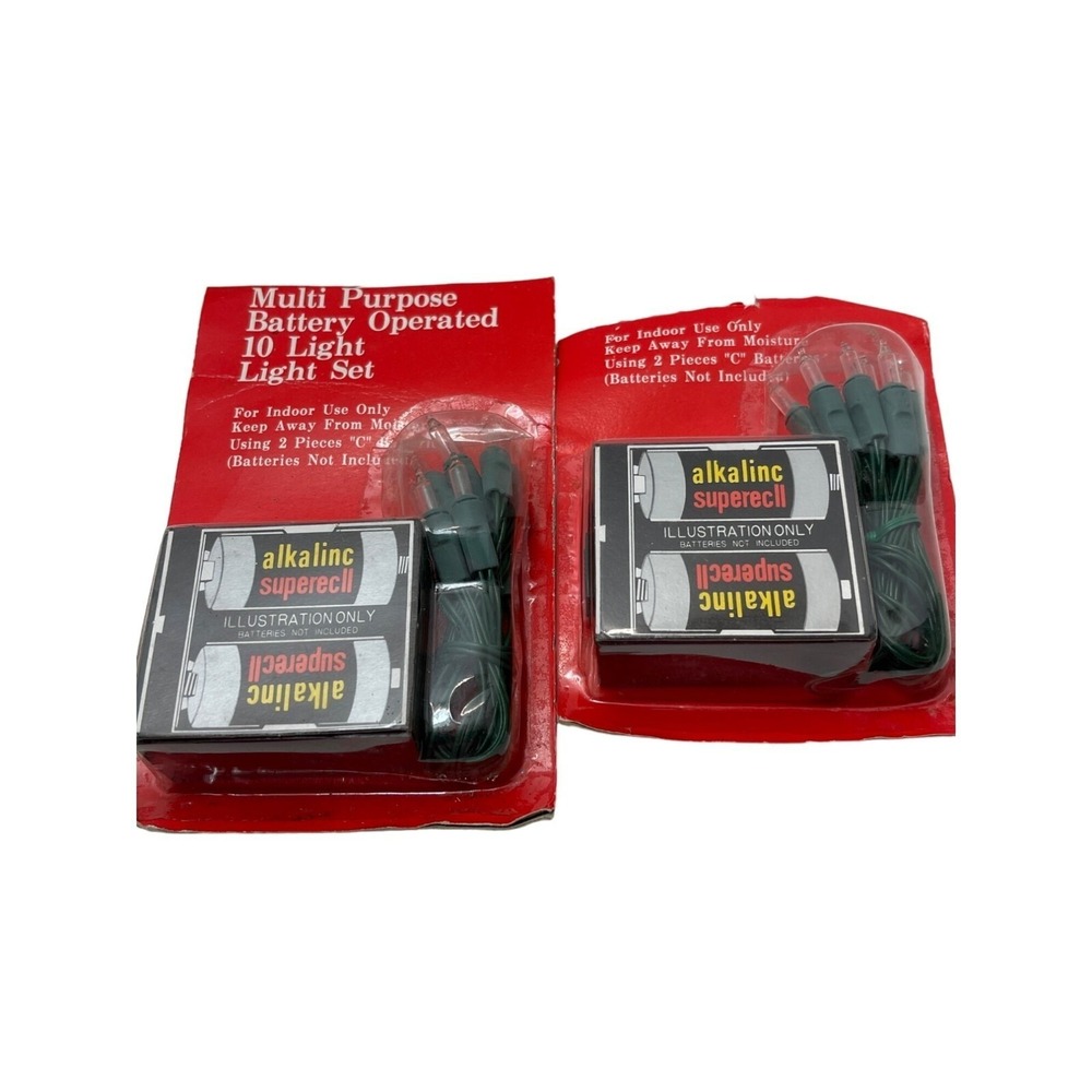 ED Holiday String Lights White 10 Ct Indoor Battery Operated 2 PC.
